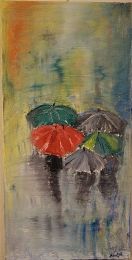 <b>Anja Macher</b><br>"Offene Regenschirme" Acryl